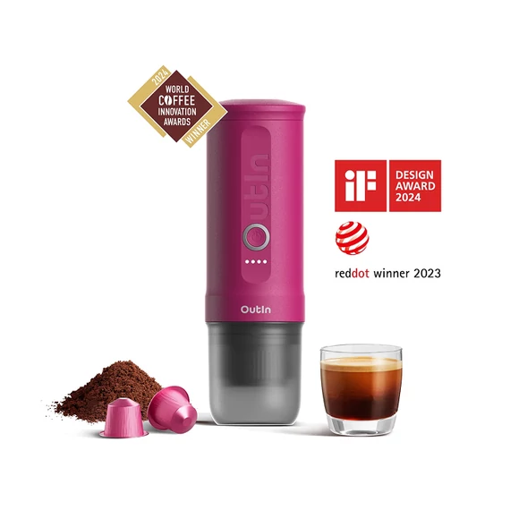 Outin Nano akkumulátoros hordozható kávéfőző - Crimson Red (bíborvörös)